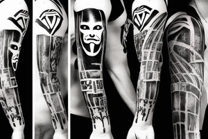 Freedom versus tyranny sleeve in v for vendetta theme tattoo idea