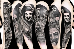 Freedom versus tyranny sleeve in v for vendetta theme tattoo idea