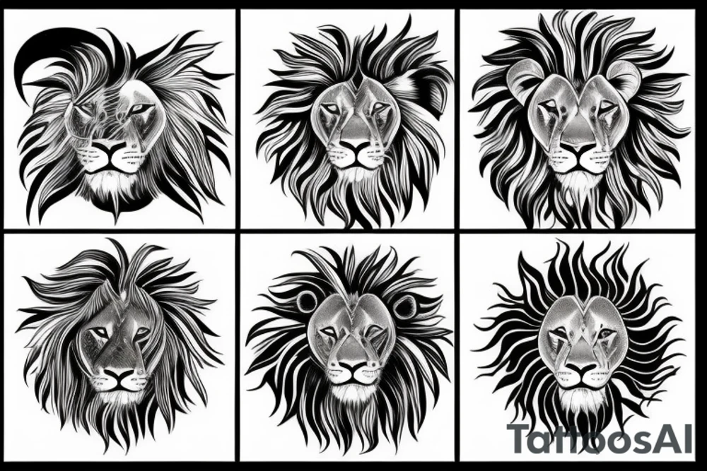 Lion and a sun tattoo idea