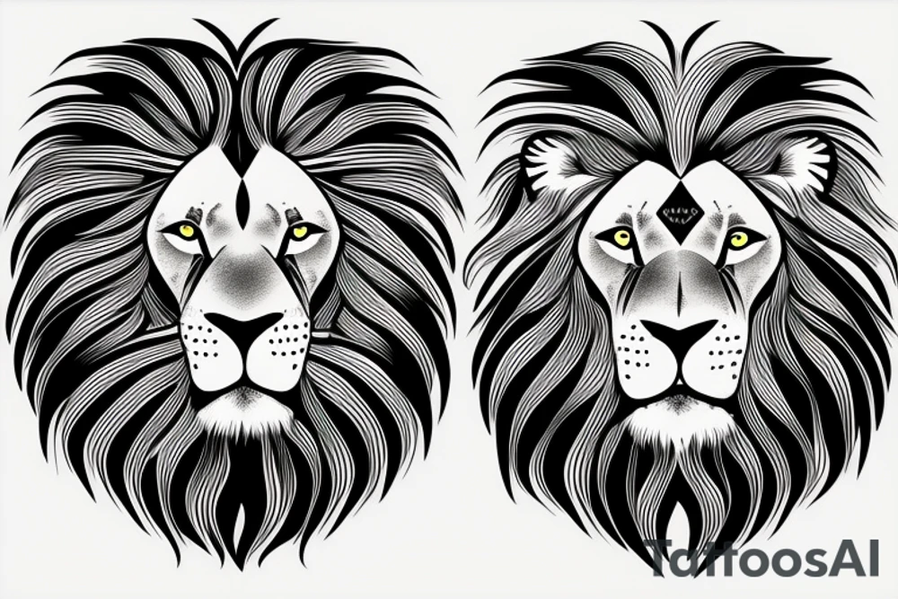 Lion and a sun tattoo idea