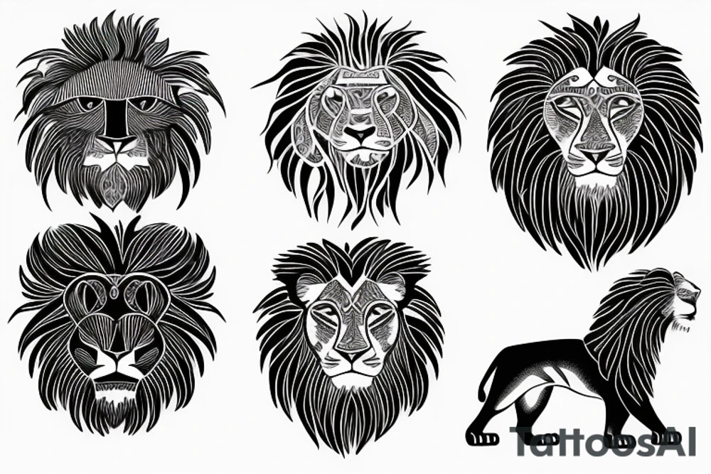Lion and a sun tattoo idea