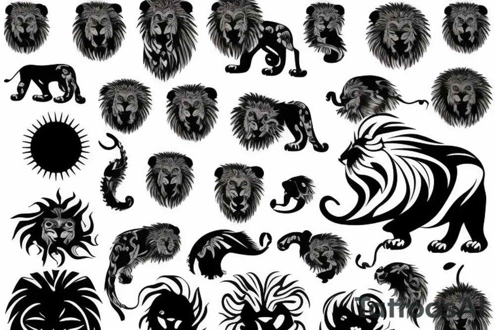 Lion and a sun tattoo idea