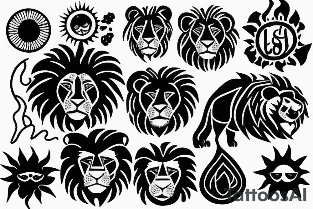 Lion and a sun tattoo idea
