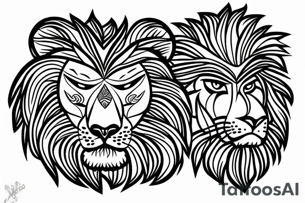 Lion and a sun tattoo idea