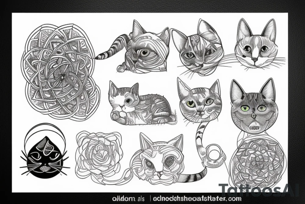 A cat inside the golden ratio tattoo idea