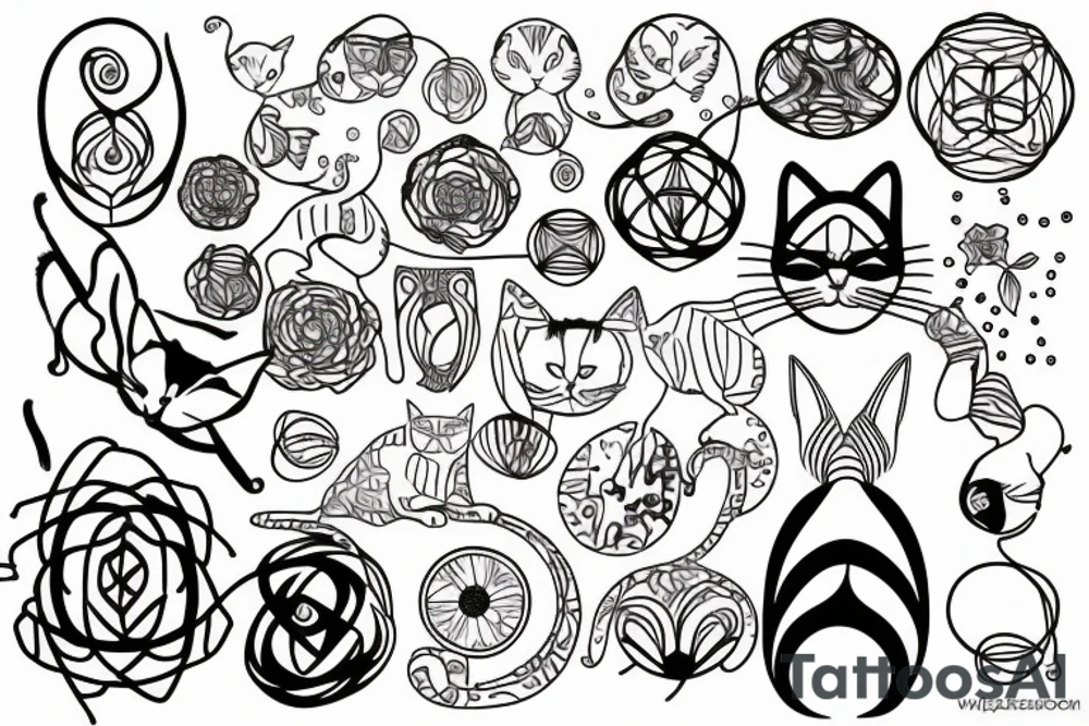 A cat inside the golden ratio tattoo idea
