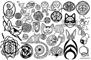 A cat inside the golden ratio tattoo idea