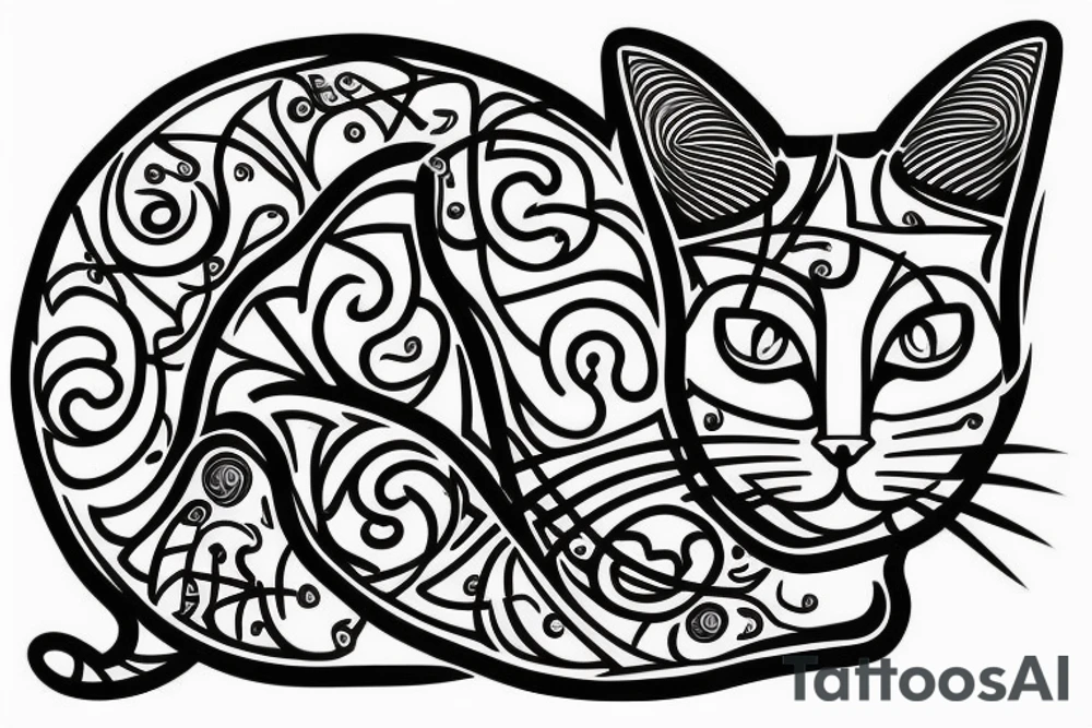 A cat inside the golden ratio tattoo idea