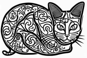 A cat inside the golden ratio tattoo idea