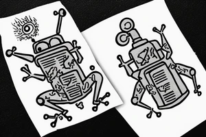 ILLEGALLY SMOL FROG, FIRE EXTINGUISHER THAT IS ON FIRE, ROBOTS EATING CEREAL, SIGIL TO OPEN A GATEWAY TO HELL tattoo idea