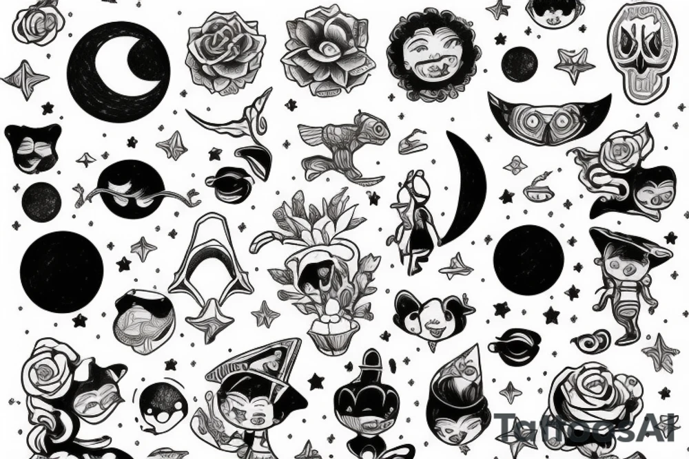 niño en la luna tattoo idea