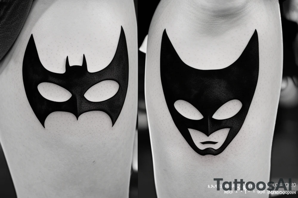 Black batman logo above knee tattoo idea