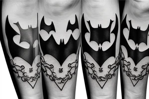 Black batman logo above knee tattoo idea