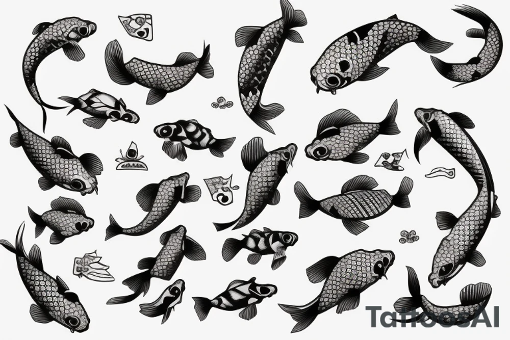 Koi fish with gun tattoo idea