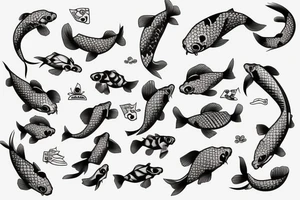 Koi fish with gun tattoo idea