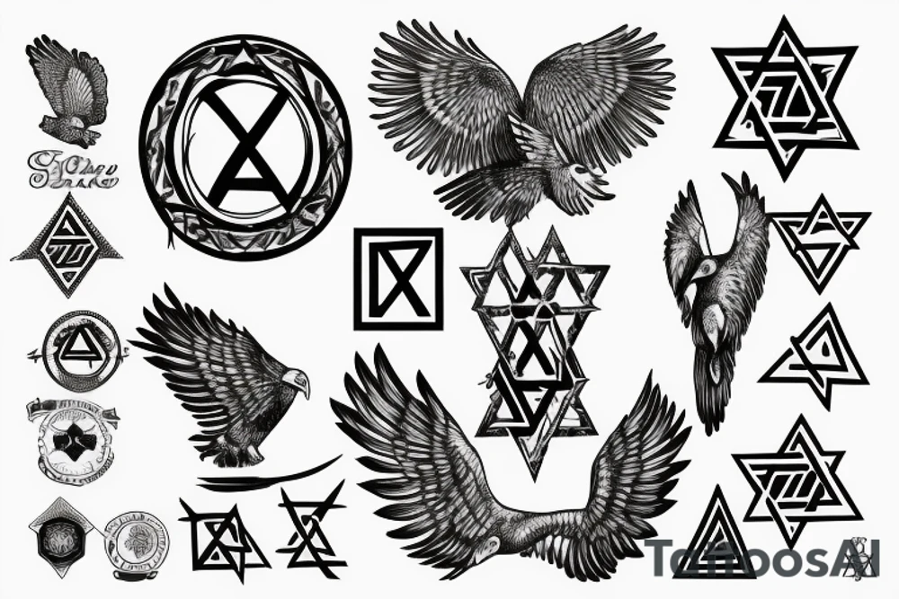 Star of David with eagle tattoo idea