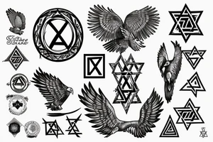 Star of David with eagle tattoo idea