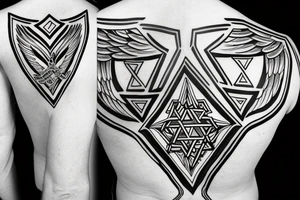 Star of David with eagle wings on side tattoo idea