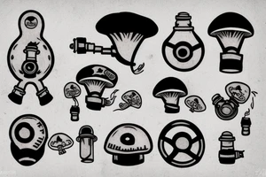 Mushroom wearing gas mask tattoo idea