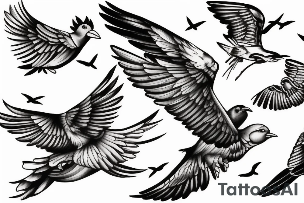 2 birds flying together tattoo idea