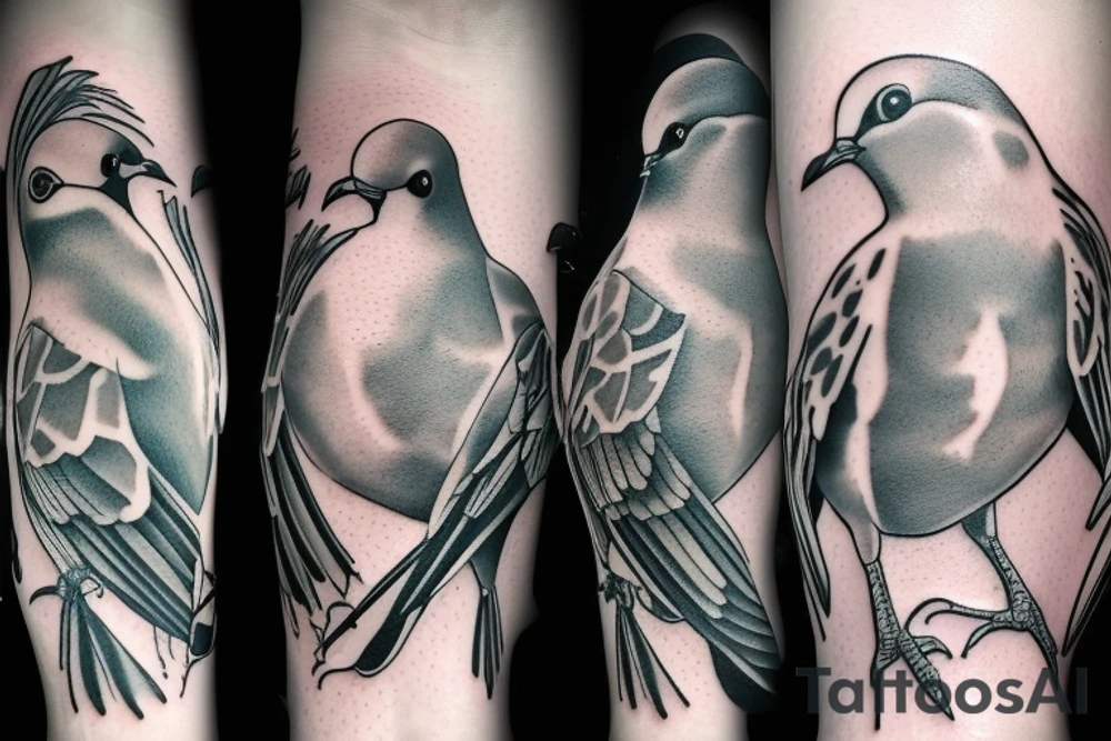 a pigeon and a robin flying together tattoo idea