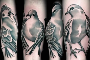 a pigeon and a robin flying together tattoo idea