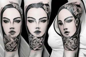 fine line woman body tattoo idea