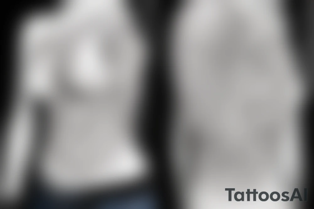 fine line woman body tattoo idea