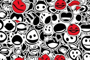 Smile emoji red coloe inside black thick rounds with lightning grafity on top of it tattoo idea