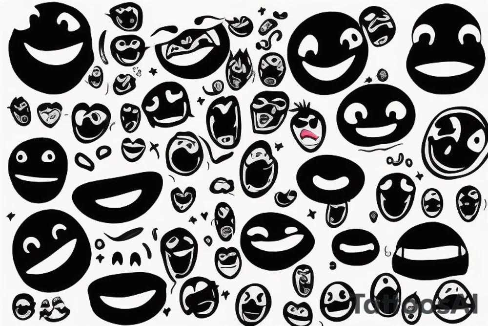 Smile emoji red coloe inside black thick rounds with lightning grafity on top of it tattoo idea