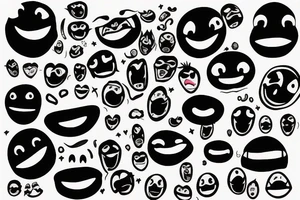 Smile emoji red coloe inside black thick rounds with lightning grafity on top of it tattoo idea