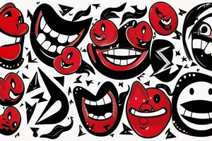 Smile emoji red color inside black thick rounds with lightning grafity on top of it tattoo idea