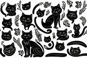a black cat, thin strokes tattoo idea