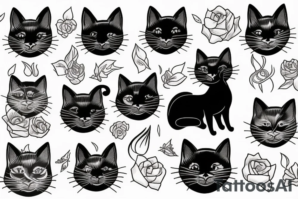 a black cat, thin strokes tattoo idea