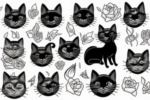 a black cat, thin strokes tattoo idea