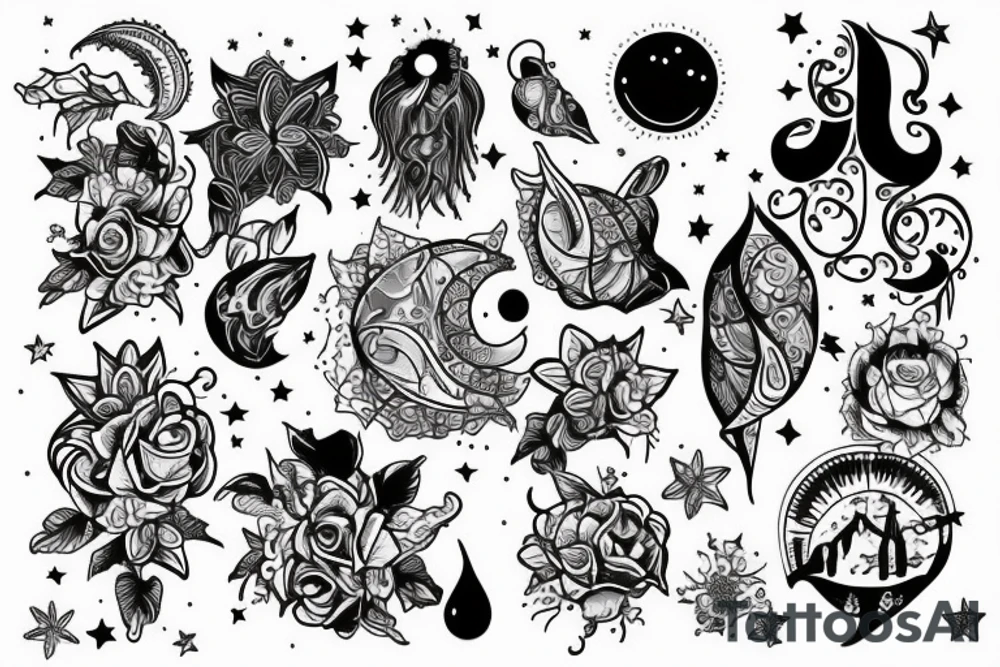 La constelación de Cáncer, con su simbología astrológica y la luna llena tattoo idea