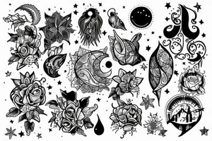 La constelación de Cáncer, con su simbología astrológica y la luna llena tattoo idea