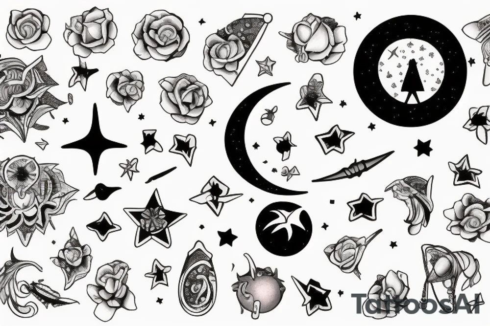 La constelación de Cáncer, con su simbología astrológica y la luna llena tattoo idea