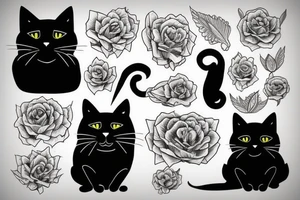 a black cat, thin strokes tattoo idea