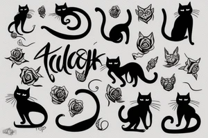a black cat, thin strokes tattoo idea