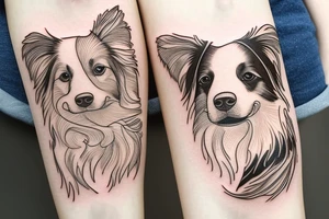 White and brown Border Collie, swimming tattoo idea