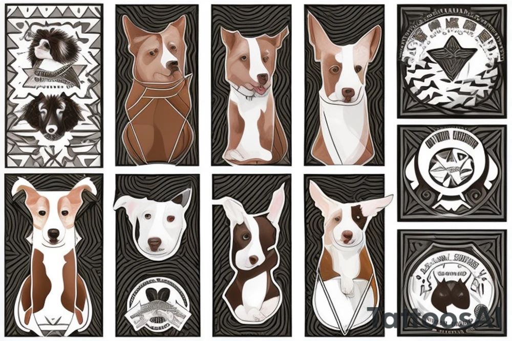 White and brown Border Collie, swimming tattoo idea