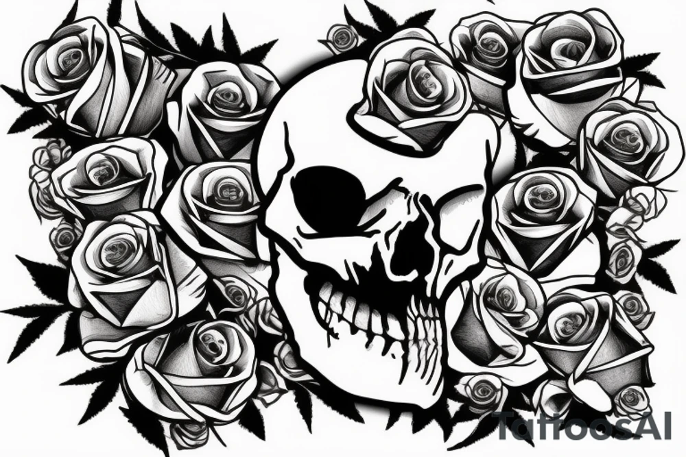 skull with roses tattoo idea