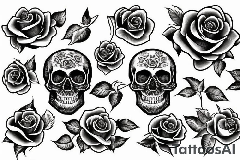 skull with roses tattoo idea