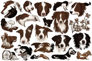 White and brown Border Collie, swimming tattoo idea