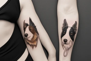 White and brown Border Collie, swimming tattoo idea