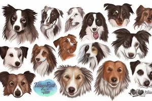 White and brown Border Collie tattoo idea