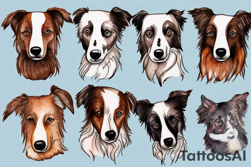 White and brown Border Collie tattoo idea