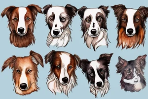 White and brown Border Collie tattoo idea