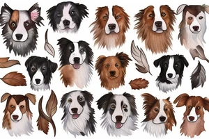 White and brown Border Collie tattoo idea